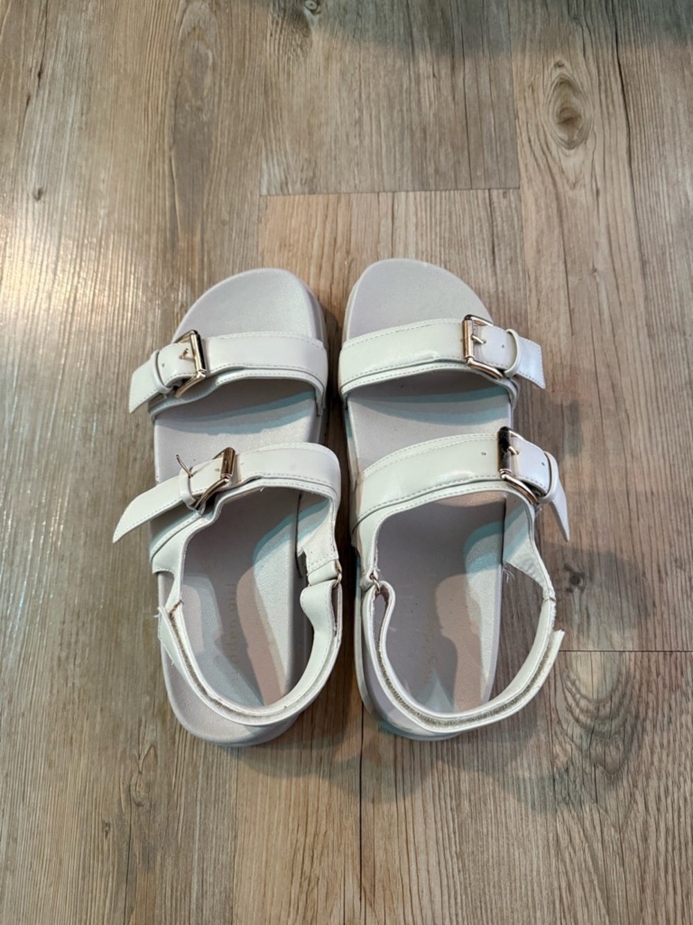Madden Girl White Double Buckle Strap Sandals